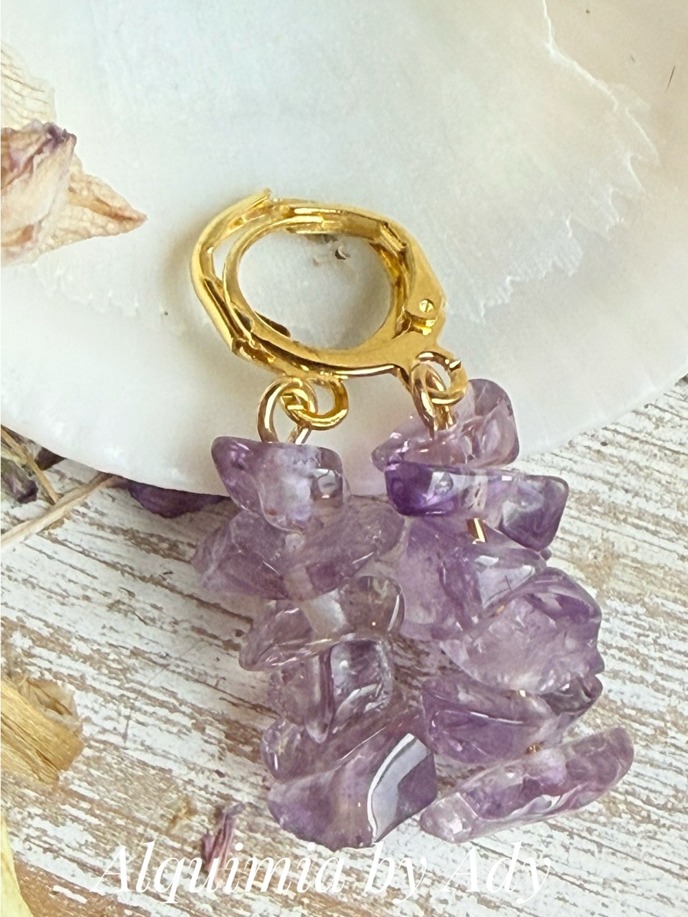 Gold-Plated Earrings with Ametrine Chip Drops - Purple